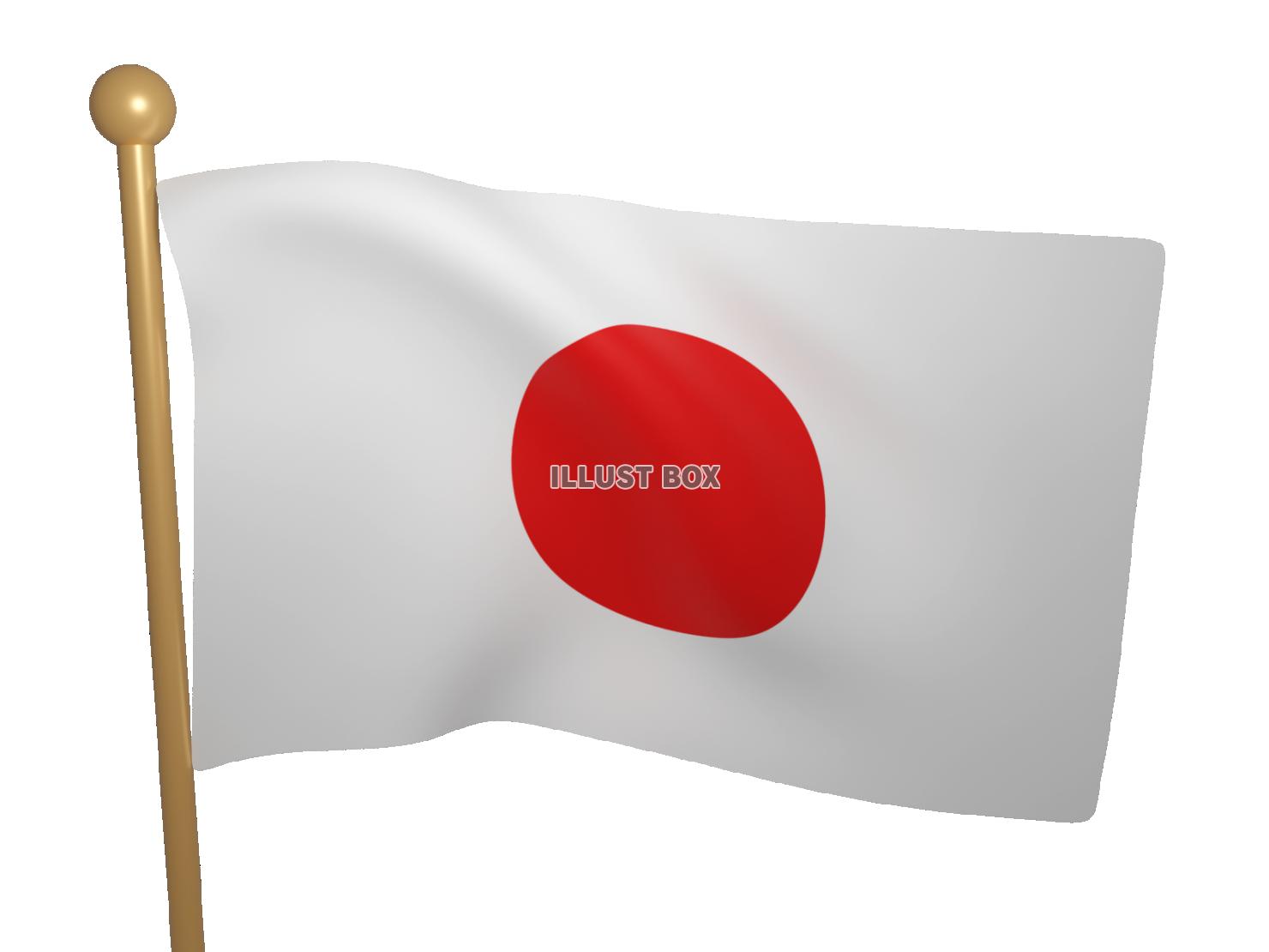 リアルになびく日本国旗の3DCG【透過PNG】
