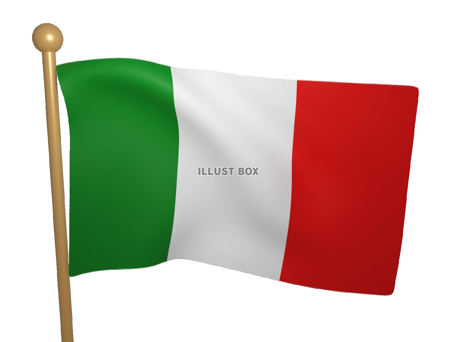 リアルになびくイタリア国旗の3DCG【透過PNG】