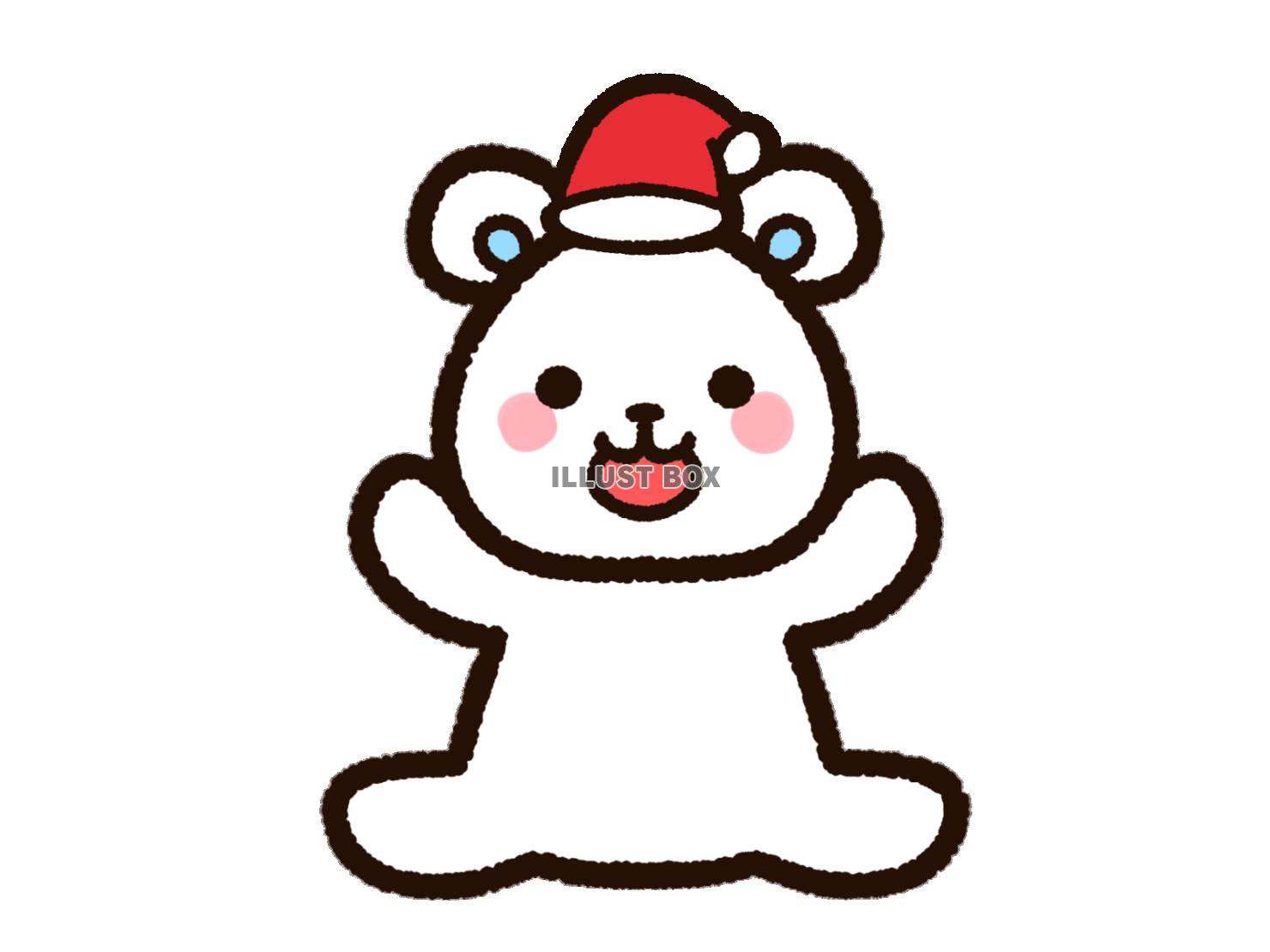 サンタ帽をかぶったシロクマ