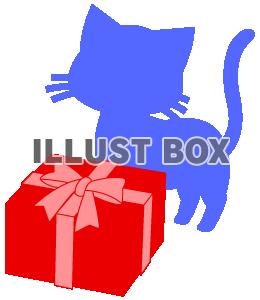 【シルエットねこ】プレゼントと猫
