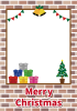 12_枠_クリスマスカード・煉瓦窓・縦・透過・写真枠・煉瓦・ガーランド・ベル