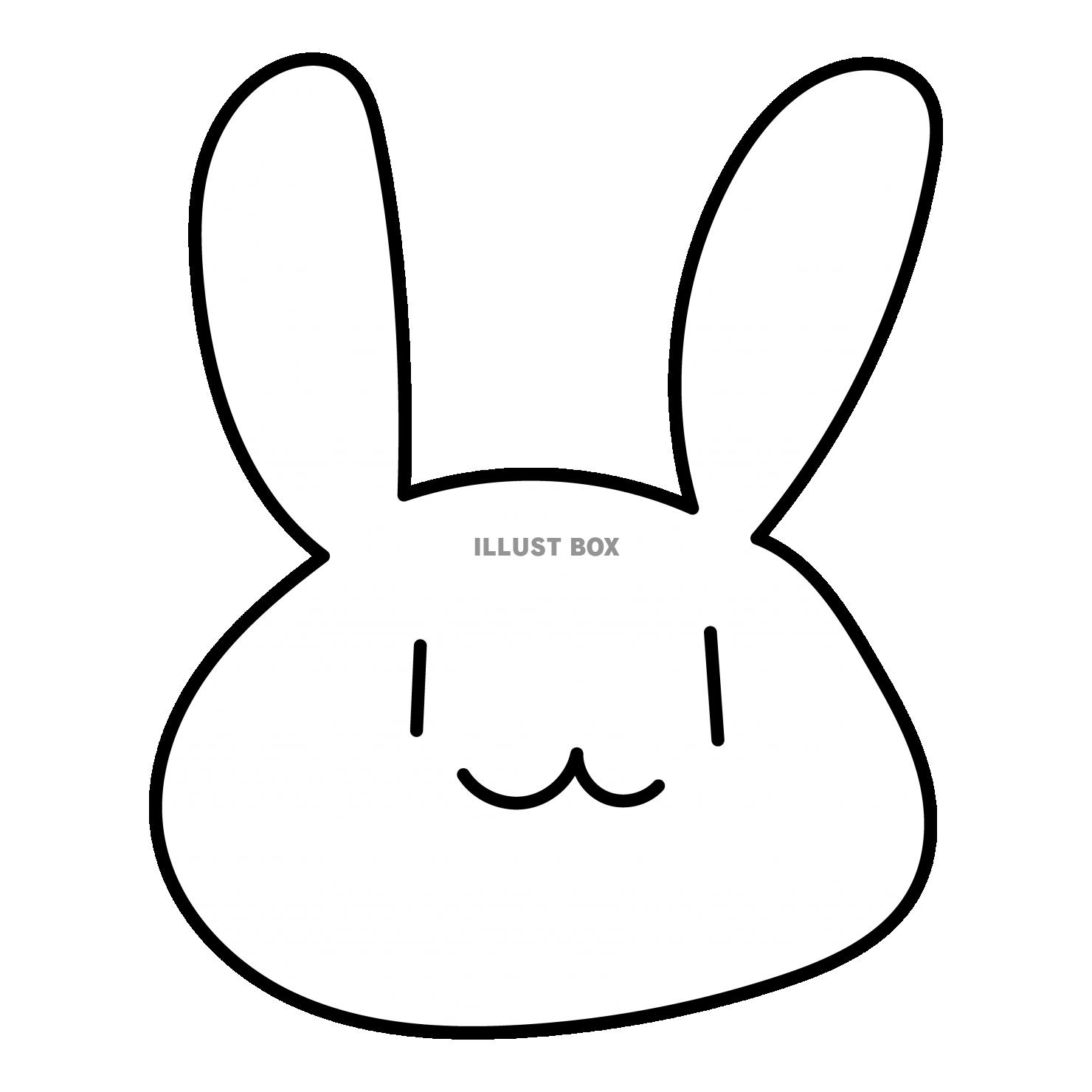 ウサギの顔・ノーマル・白黒・手描き