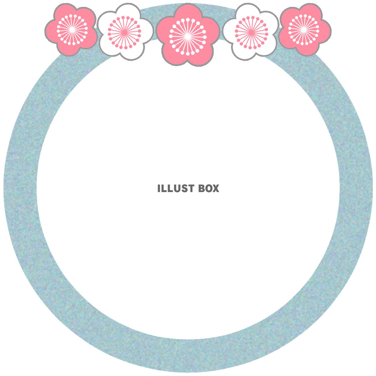 和柄梅の花模様フレームシンプル飾り枠背景イラスト透過png