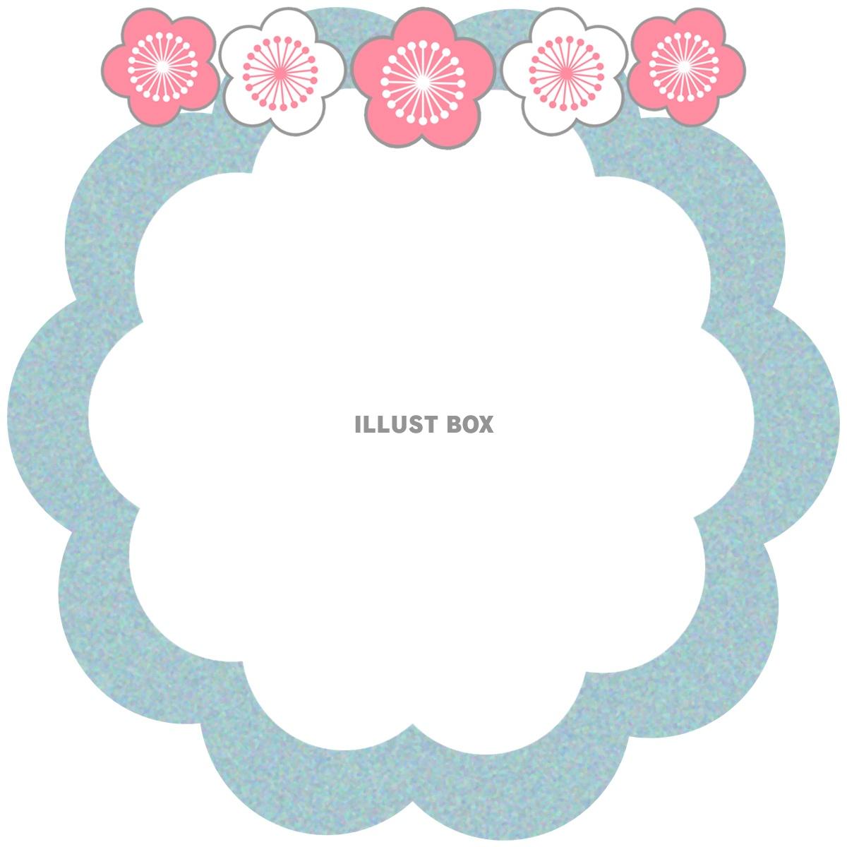 和柄梅の花模様フレームシンプル飾り枠背景イラスト