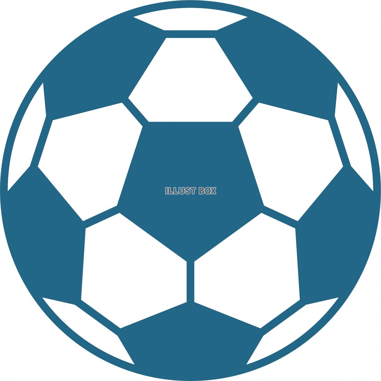 シンプルな青いサッカーボールのイラスト