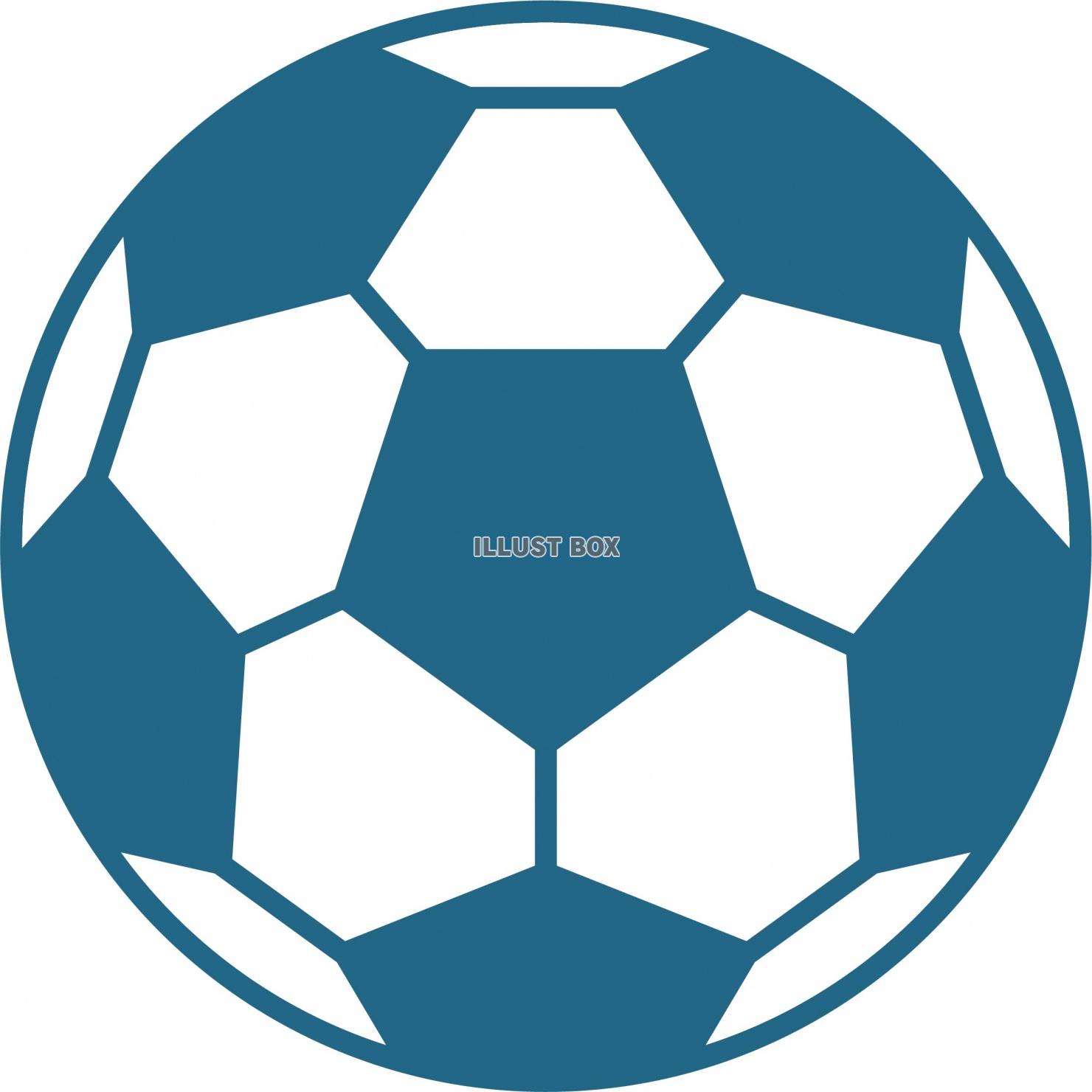 シンプルな青いサッカーボールのイラスト