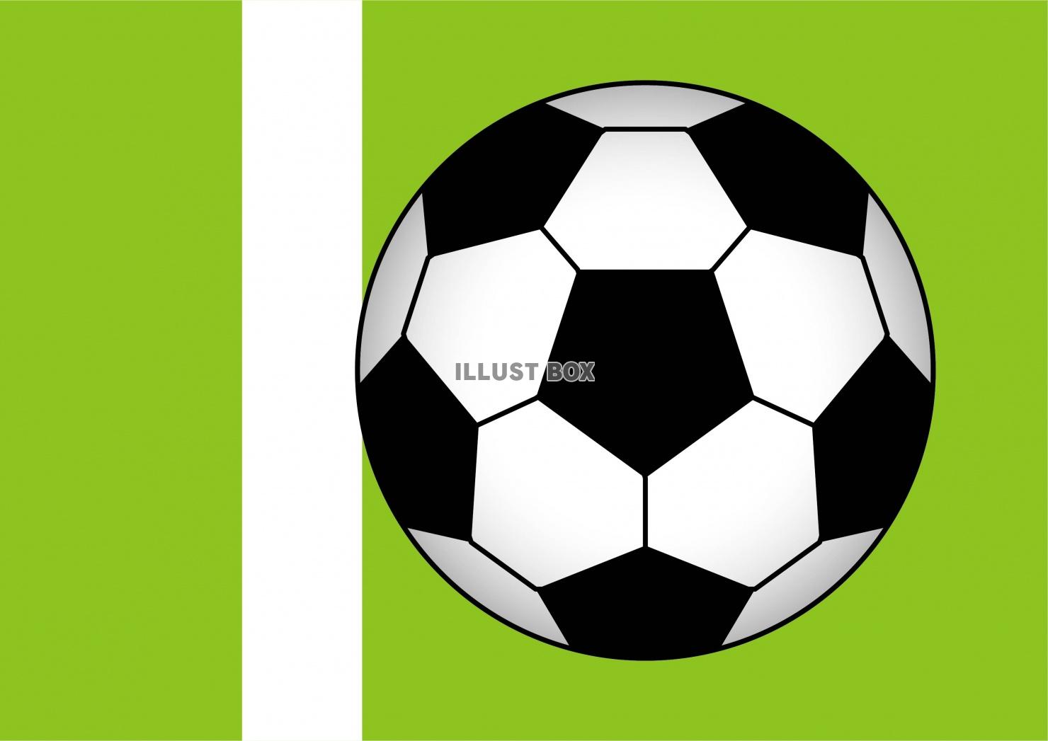 インかアウトか微妙なライン上にあるサッカーボールのイラスト