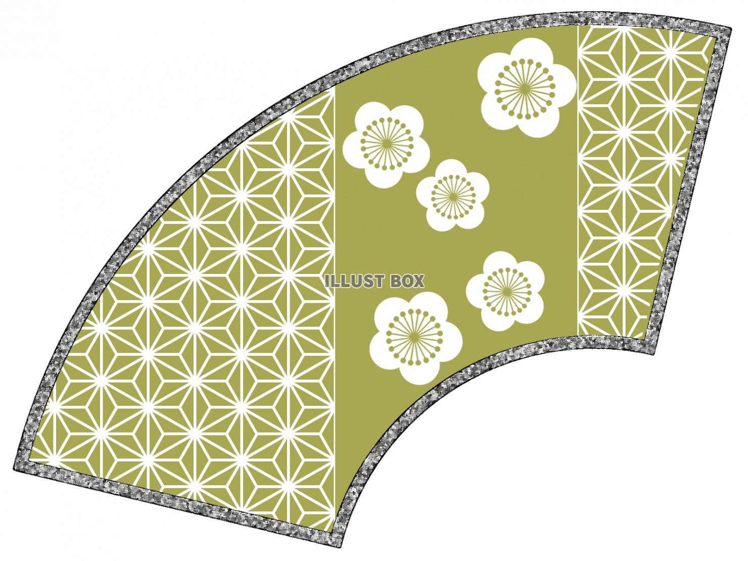 和柄麻の葉と梅の花のアイコン素材シンプルイラスト