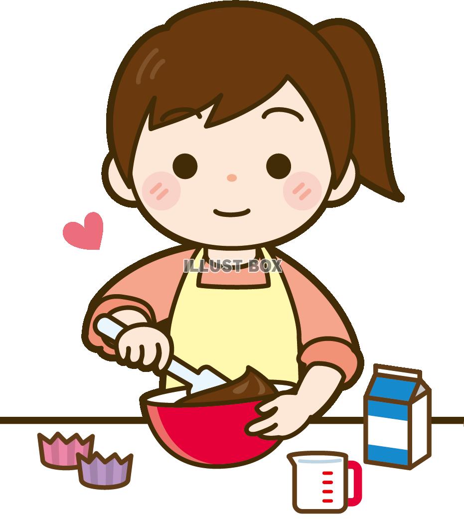 バレンタインチョコを手作りする女の子