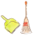 ちりとりとレトロなほうきのイラスト