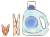 洗濯バサミと衣類洗剤ボトルのイラスト