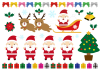 1_イラスト_クリスマスセット・ツリー・プレゼント・サンタ・ヒイラギ・ポインセチア・ベル・リボン・トナカイ・雪の結晶
