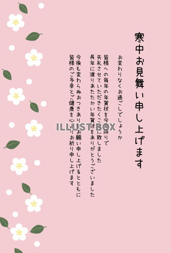 年賀状じまい、おしゃれな梅の花の寒中見舞い