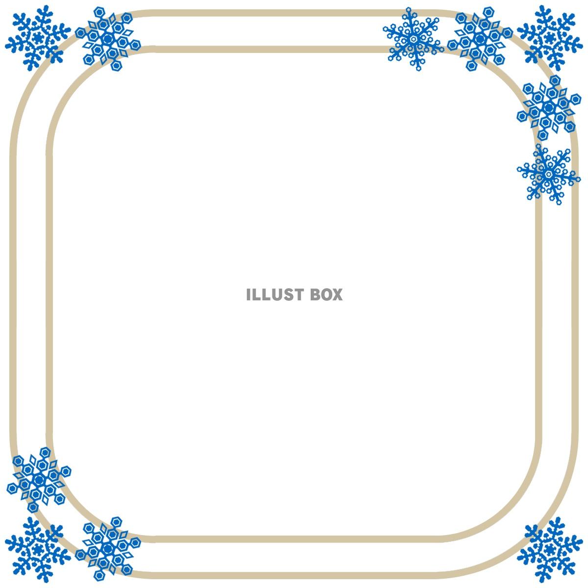 雪の結晶フレーム素材シンプル飾り枠背景イラスト