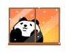 パンダシリーズ　雪が降る景色を窓から眺めるパンダ