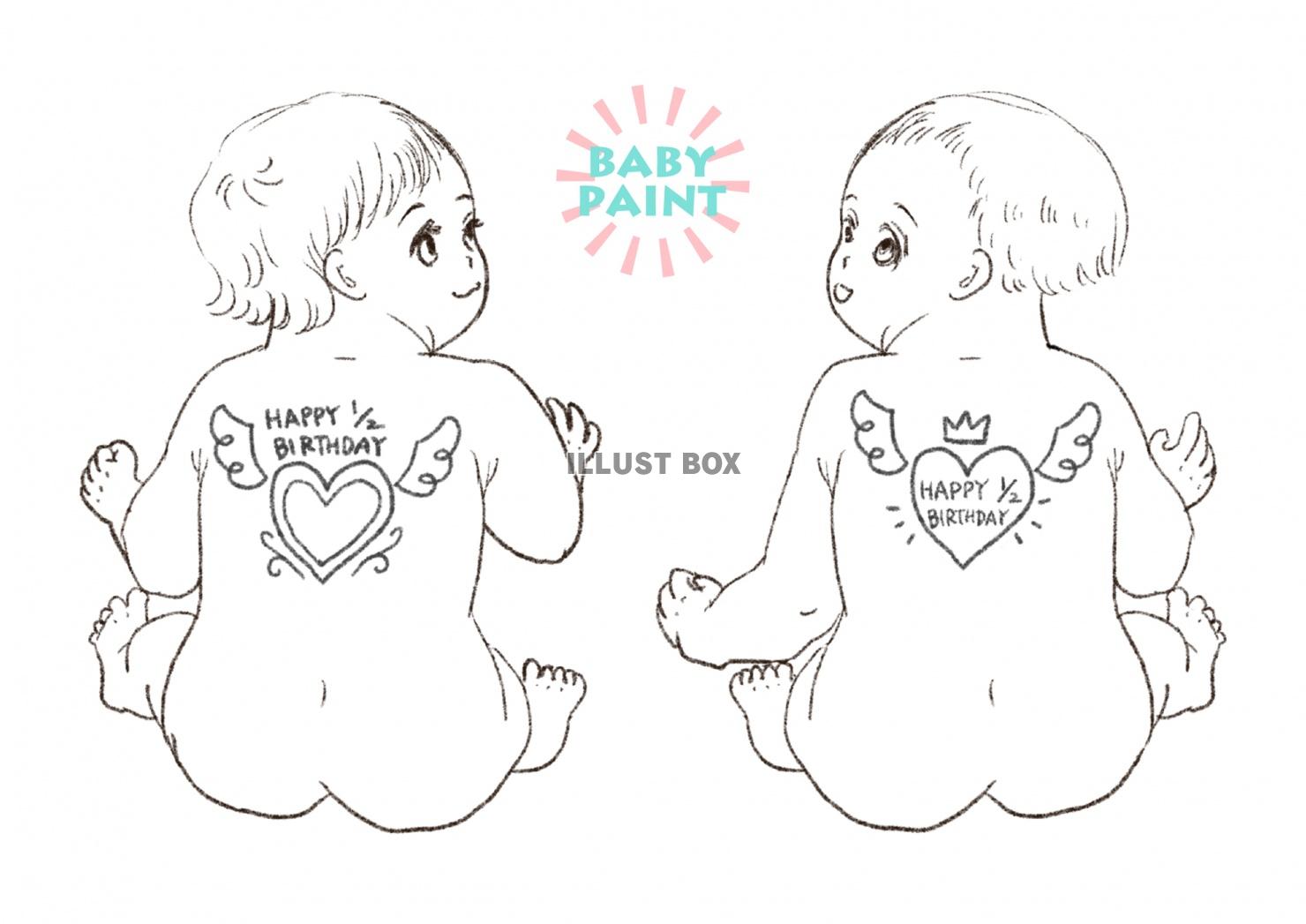 ベビーペイントをされた赤ちゃんのイラスト