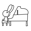 グランドピアノを演奏するウサギ