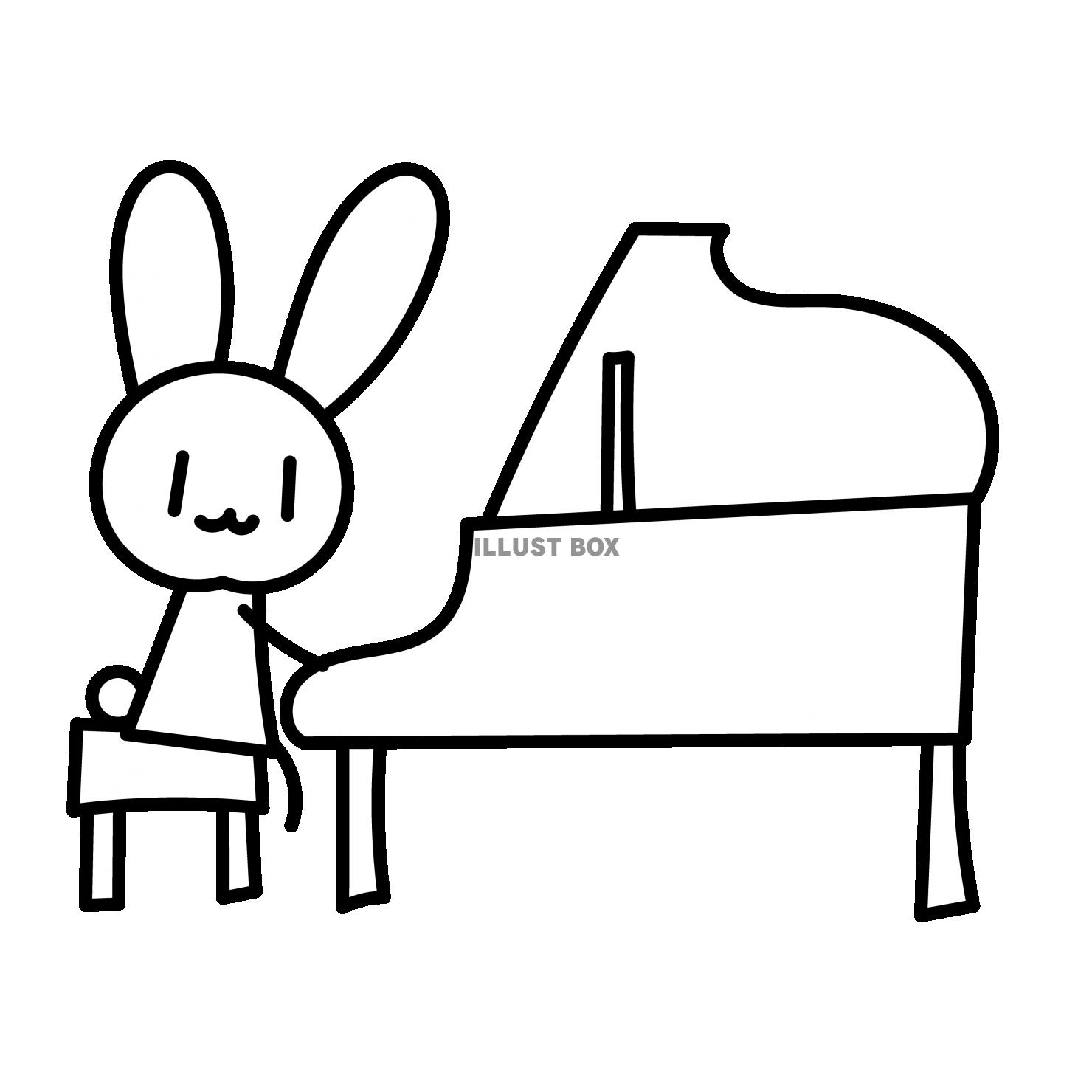 グランドピアノを演奏するウサギ２