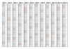 2023年年間カレンダー：シンプル１行：横