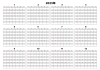 2023年年間カレンダー：シンプル灰色ライン：横