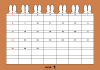 1月：2023年月間カレンダー：ウサギの耳とグレイッシュカラー：日曜始まり：横：うさぎ・兎・卯年