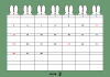 2月：2023年月間カレンダー：ウサギの耳とグレイッシュカラー：日曜始まり：横：うさぎ・兎・卯年