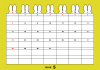 5月：2023年月間カレンダー：ウサギの耳とグレイッシュカラー：日曜始まり：横：うさぎ・兎・卯年