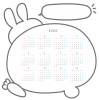 2023年年間カレンダー　ウサギ・兎・うさぎ・卯年のおしり　正方形