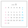 2023年月間カレンダー　7月　シンプル正方形フレーム