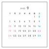 2023年月間カレンダー　9月　シンプル正方形フレーム