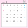 2023年月間カレンダー　6月　ひょっこり顔出しウサギ　正方形　うさぎ　兎　卯年