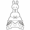 卯年年賀状用モノクロイラスト　鏡餅とうさぎ　ぬりえにも！