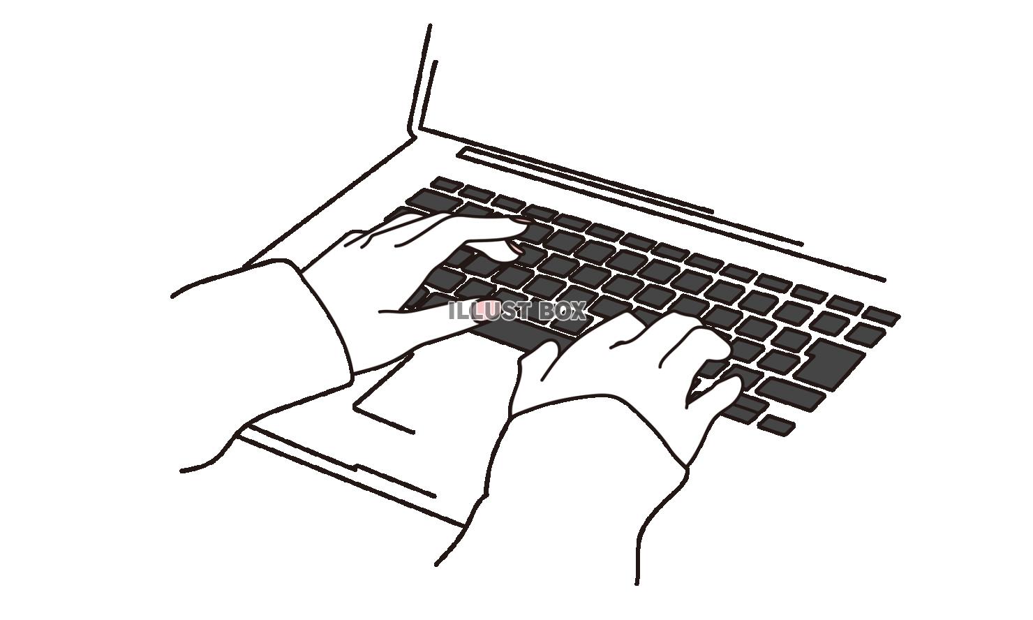 パソコンでタイピングをする女性の手