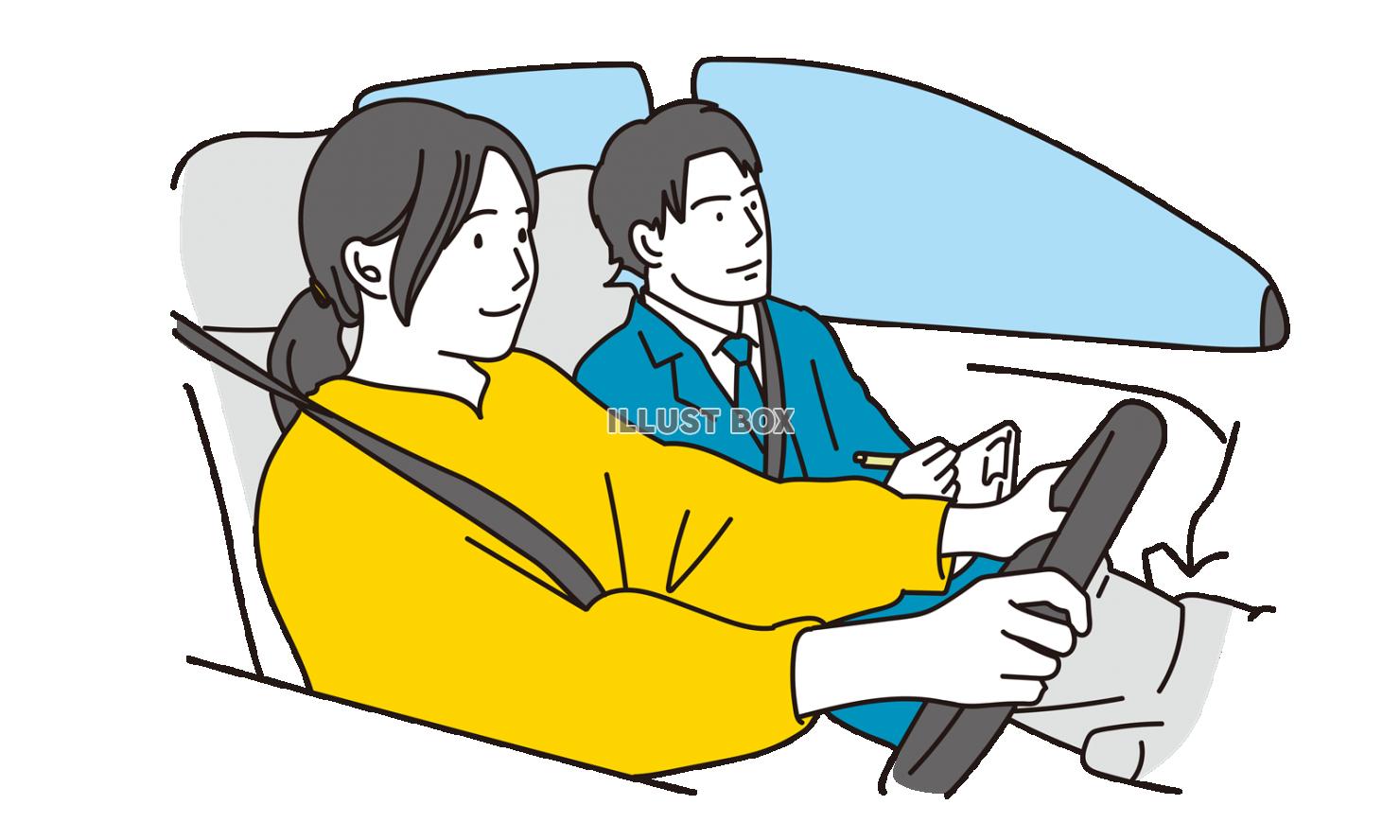 車の運転の教習を受ける女性