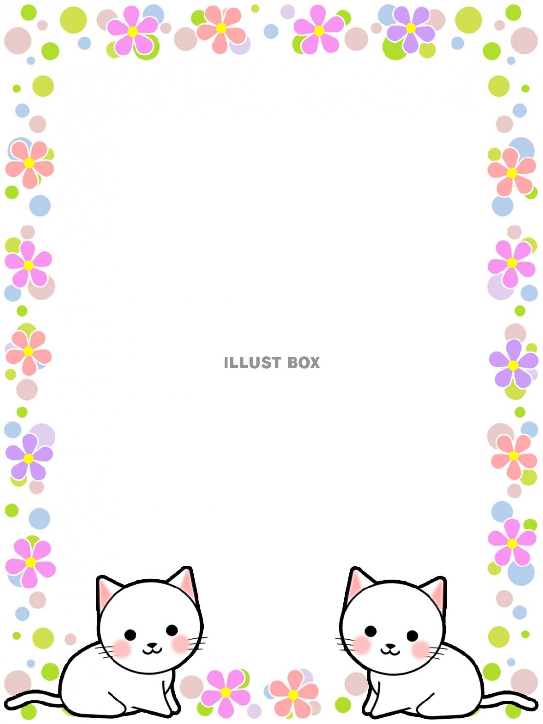 白い子猫フレームシンプル飾り枠背景素材　