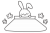 コタツで眠るウサギの白黒塗り絵