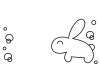 笑顔のウサギの白黒塗り絵