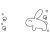 笑顔のウサギの白黒塗り絵