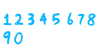 青いインク数字