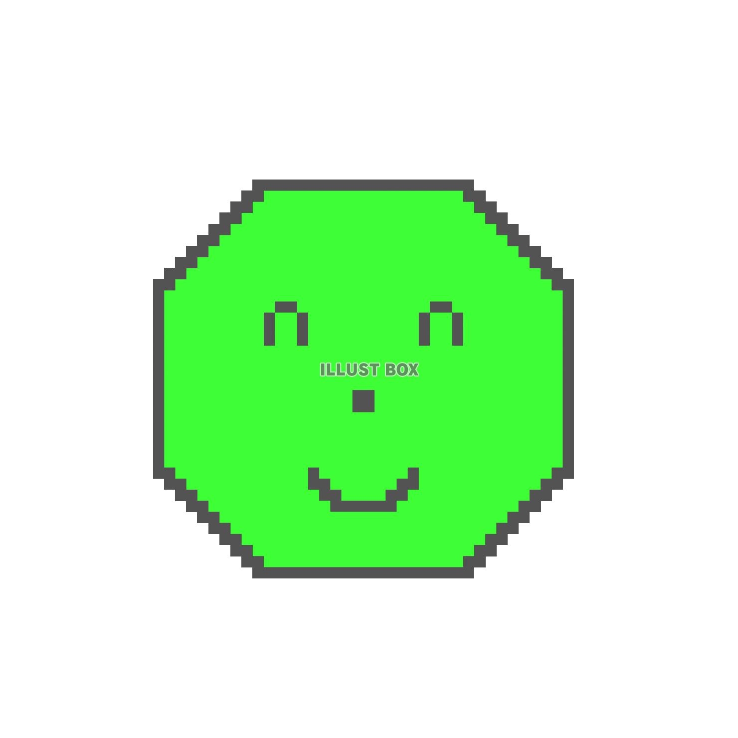ドット絵の笑顔なオクタゴン(緑)