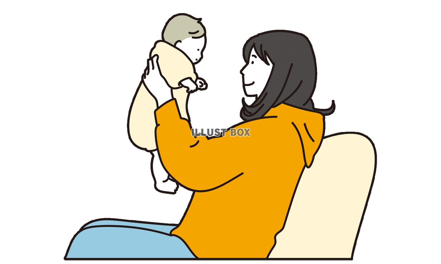 赤ちゃんを抱えるアジア人のお母さん
