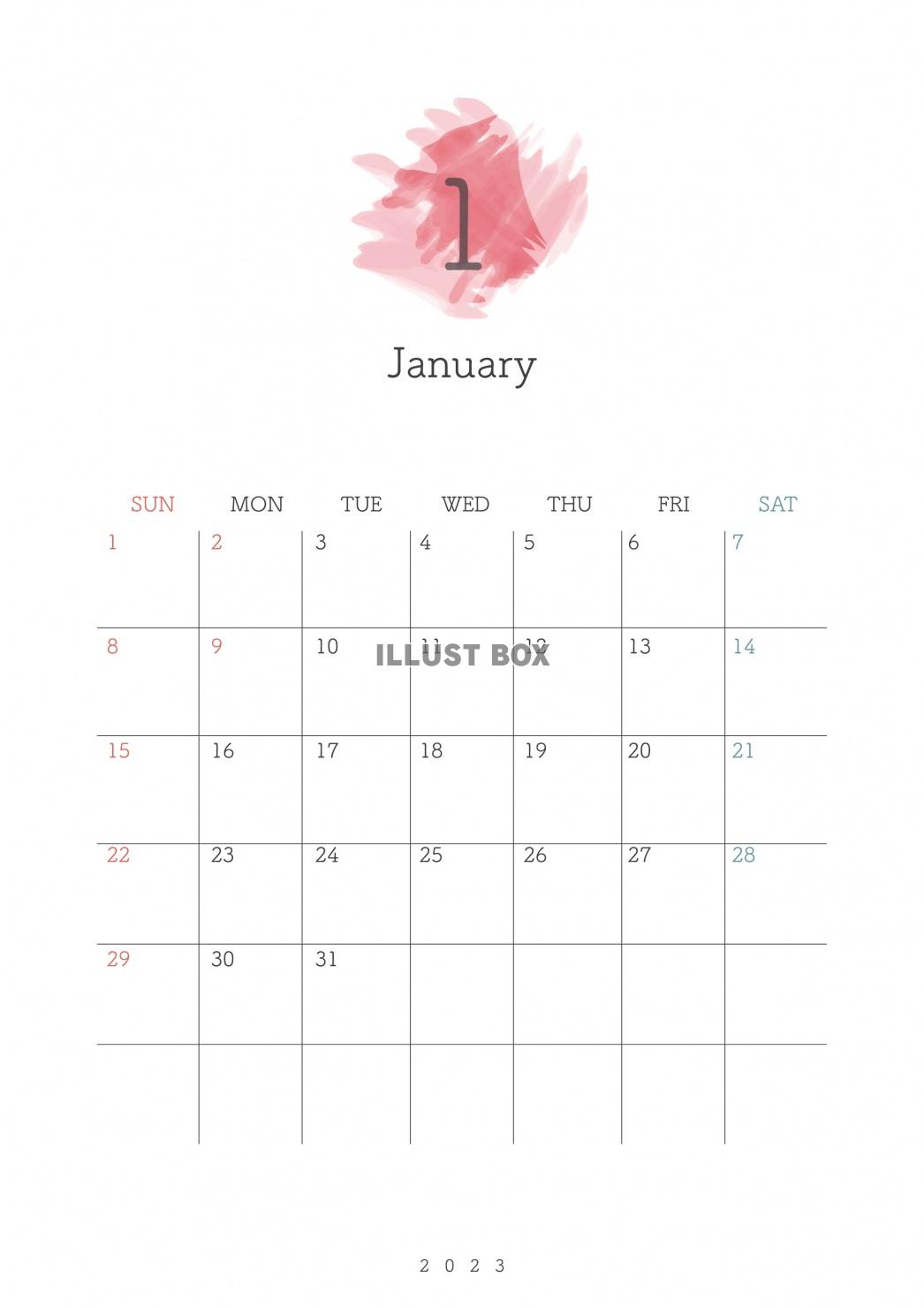 2023年1月━予定が書き込めるおしゃれなカレンダー(A4縦...