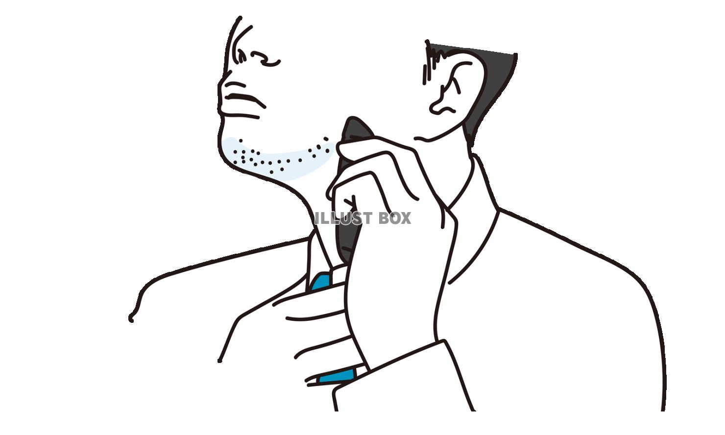 電気シェーバーで髭を剃るアジア人男性