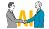 AIと握手をするアジア人ビジネスマン