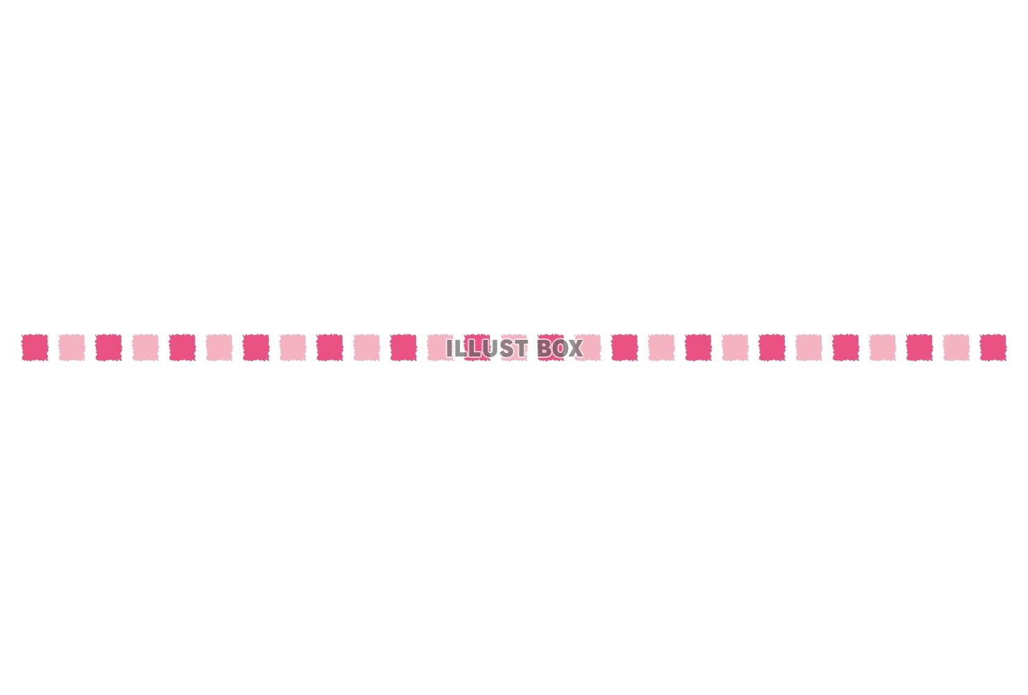 クレヨン四角ドットライン/ピンク