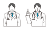 指差しをするアジア人の男性医師