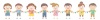 子供イラスト★旗を持って横に並ぶ子供たち★