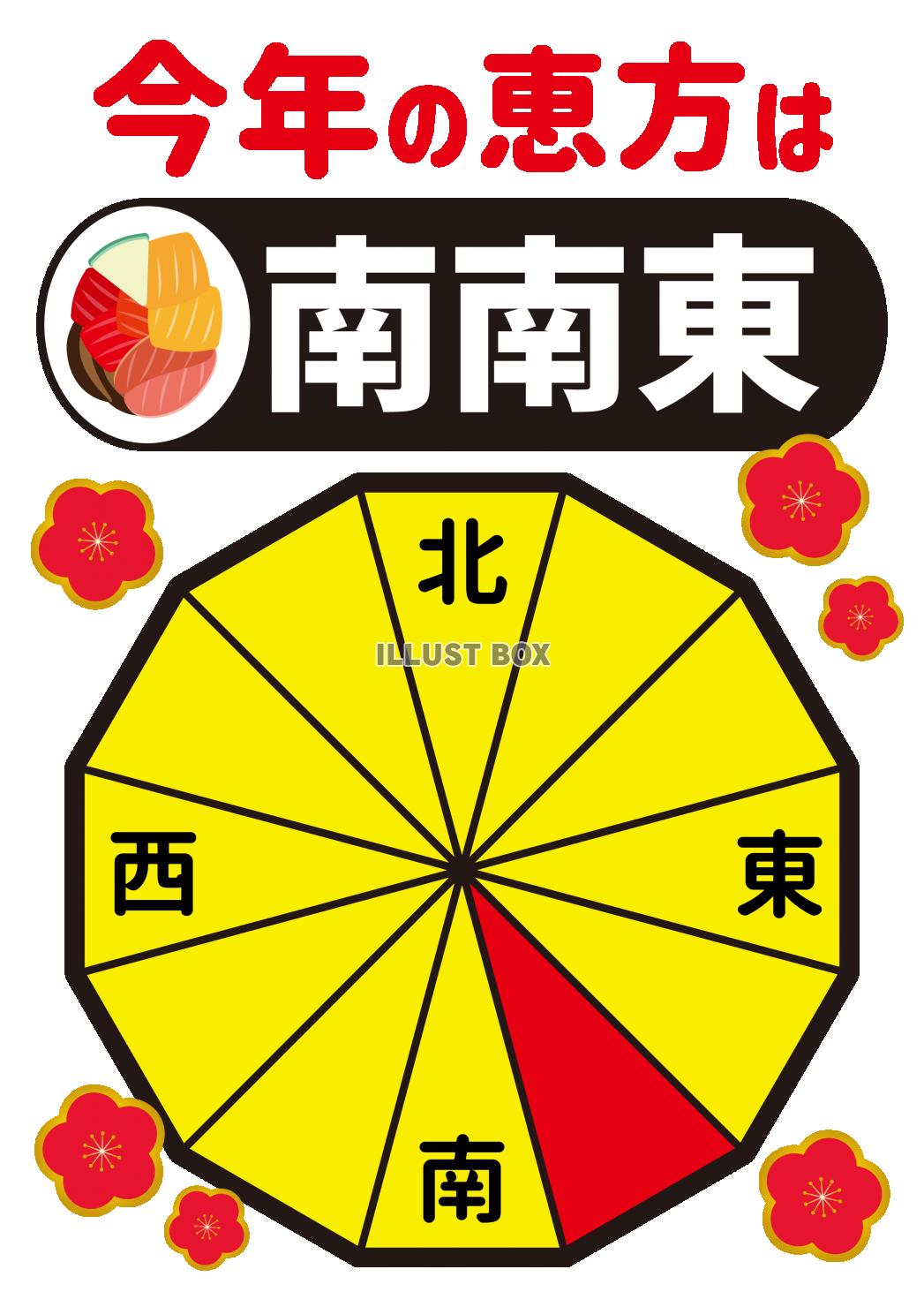 2_イラスト_節分・恵方・方角・2023年・恵方巻き・縦・方...