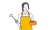 キッチンで料理をするアジア人女性