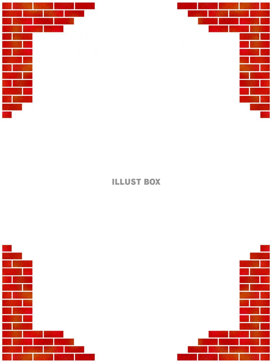 赤煉瓦造りフレームシンプル飾り枠背景イラスト
